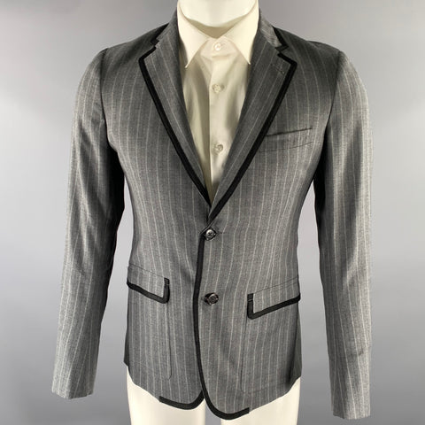 BAND OF OUTSIDERS Size 36 Grey Black Pinstripe Wool Sport Coat