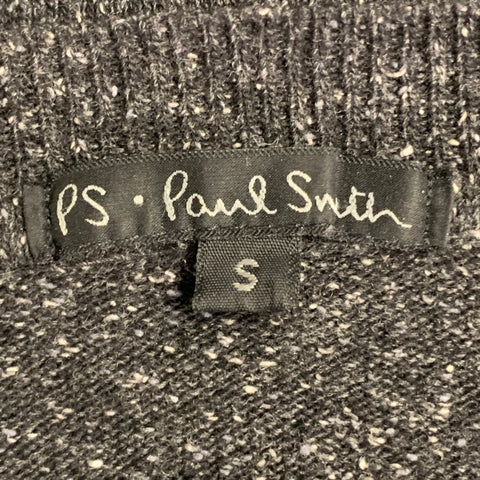 PAUL SMITH Taille S Gris Anthracite Noir Laine Soie Pull Ras du Cou