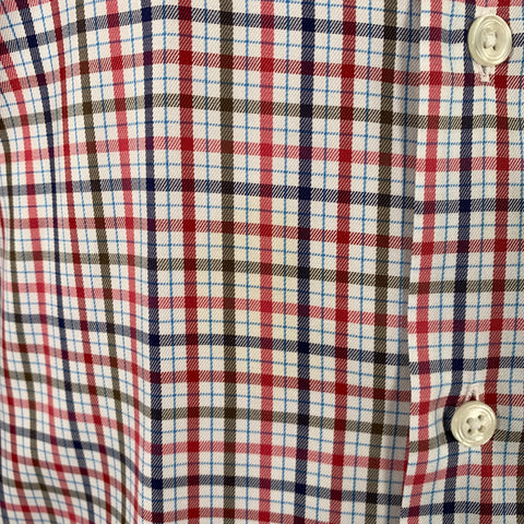 PINK Size M Red White Blue Checkered Cotton Long Sleeve Shirt