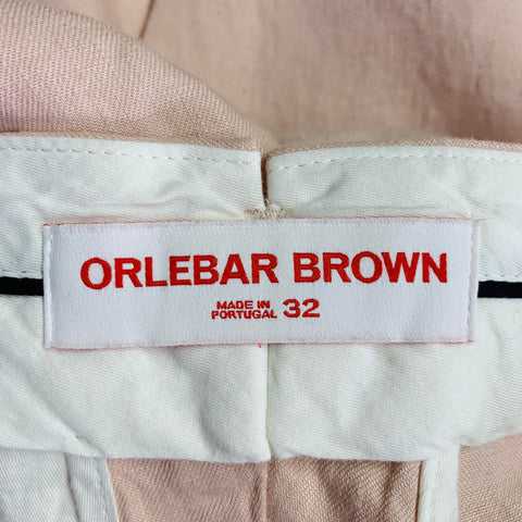 ORLEBAR BROWN Size 32 Griffon Pastel Pink Linen Side Tabs Tapered Casual Pants