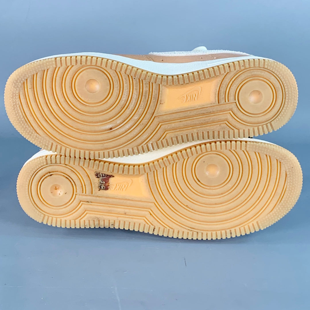 NIKE AIR Size 10.5 Orange White Logo Leather Chunky Sole Sneakers