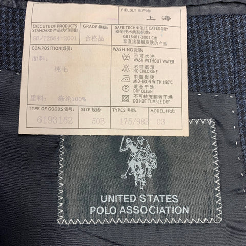 UNITED STATES POLO ASSOCIATION Size 40 Black Navy Wool Houndstooth Sport Coat