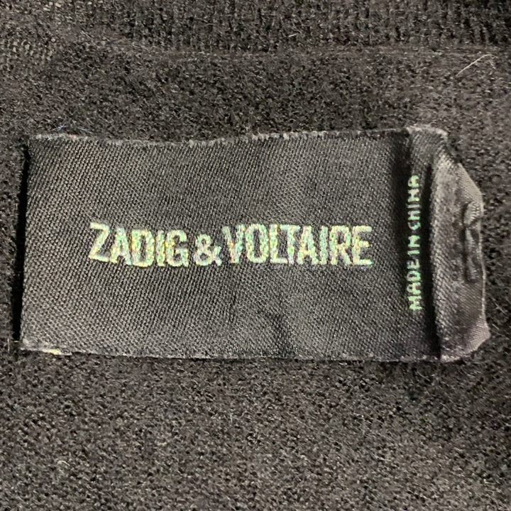 ZADIG & VOLTAIRE Size XS Black Gold Cashmere Rhinestones Skull Pullover