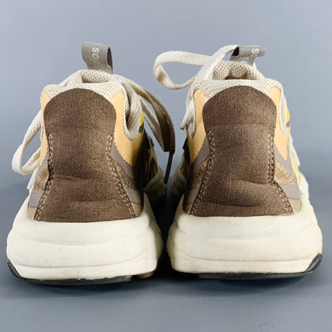 ACNE STUDIOS Size 7 Tan Grey Nylon Color Block Rubber Sole Sneakers