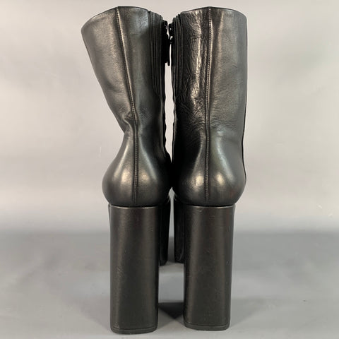 BALENCIAGA FW16 Runway Size 9 Black Leather Ankle Calf High Platform Boots