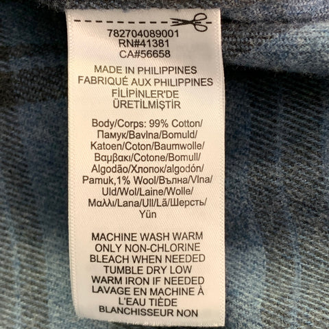 RRL by RALPH LAUREN Size XL Blue Black Stripe Cotton Wool Long Sleeve Shirt