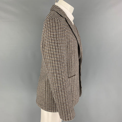 OFFICINE GENERALE Taille 38 Manteau de sport en laine à carreaux gris marron marine