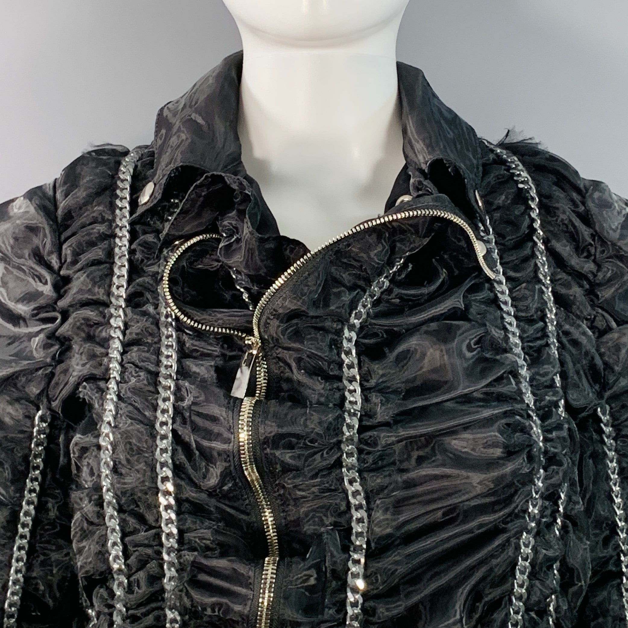 NOIR KEI NINOMIYA Size S Black Silver Polyamide Chain Zip Up