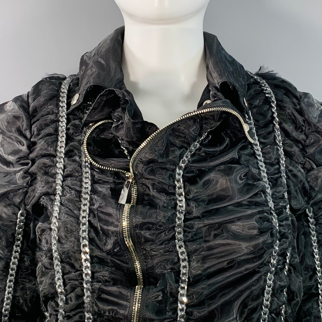 NOIR KEI NINOMIYA Size S Black Silver Polyamide Chain Zip Up Jacket