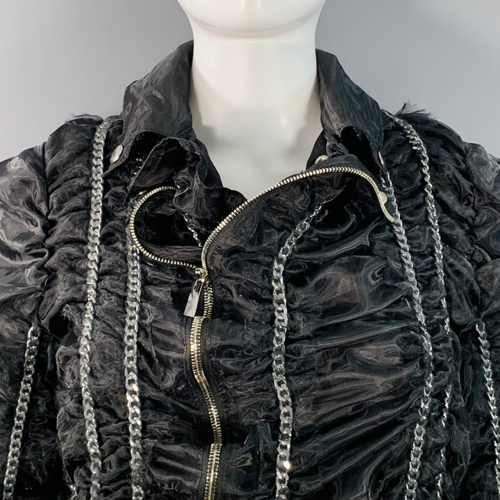 NOIR KEI NINOMIYA Size S Black Silver Polyamide Chain Zip Up Jacket