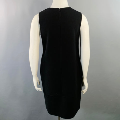 ARMANI COLLEZIONI Size 10 Black Wool Crepe Sleeveless Knee Length Dress