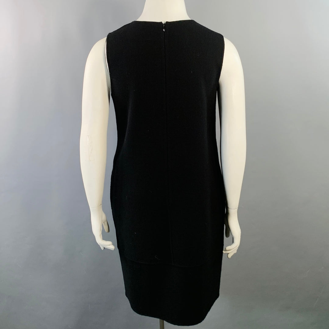 ARMANI COLLEZIONI Size 10 Black Wool Crepe Sleeveless Knee Length Dress