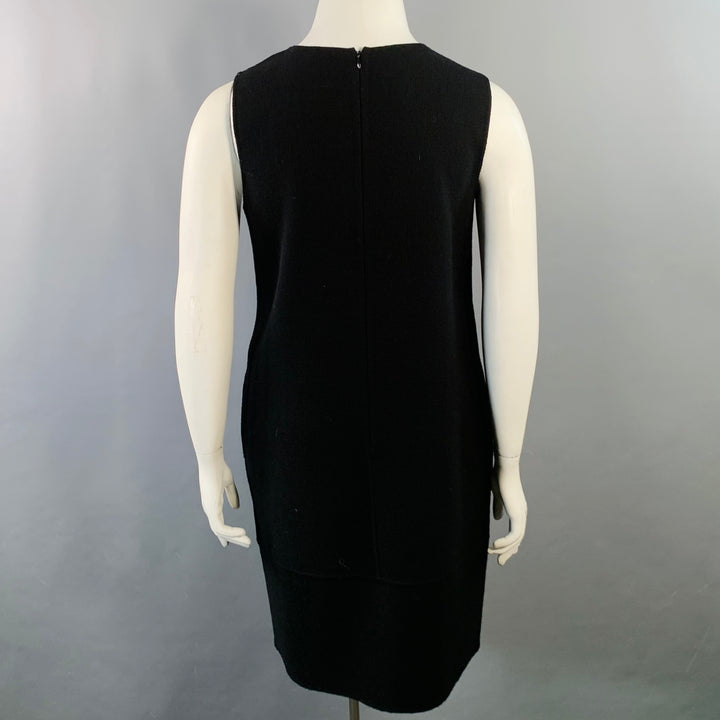 ARMANI COLLEZIONI Size 10 Black Wool Crepe Sleeveless Knee Length Dress