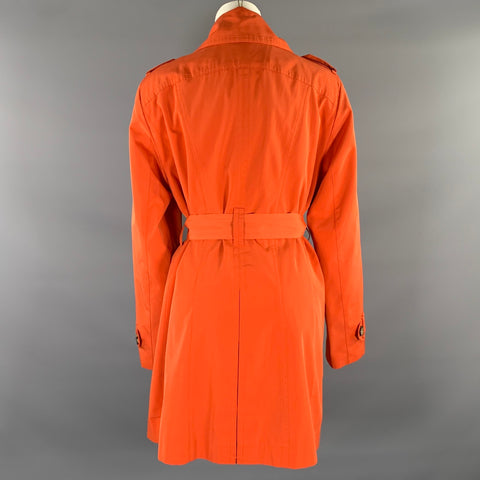 LONDON FOG Size L Orange Polyester Double Breasted Trench Coat