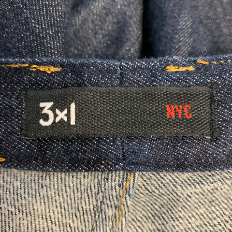 3 X 1 Size 36 Blue Indigo Cotton Selvedge Twill Contrast Stitch Button Fly Jeans