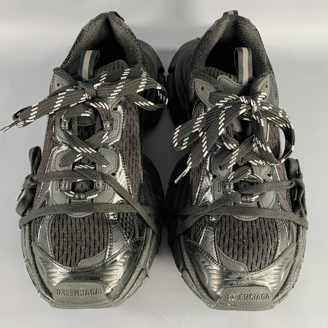 BALENCIAGA Size 8 3XL Black Mesh Polyurethane Low Top Sneakers
