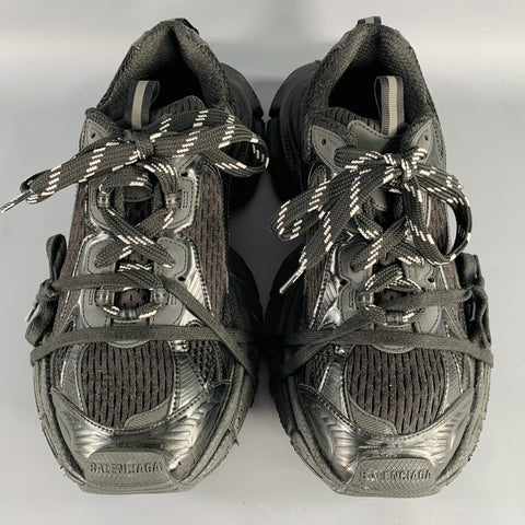 BALENCIAGA Size 8 3XL Black Mesh Polyurethane Low Top Sneakers