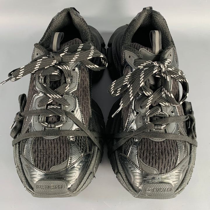 BALENCIAGA Size 8 3XL Black Mesh Polyurethane Low Top Sneakers