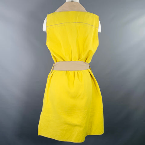 PER SE Size 4 Yellow Beige Cotton Blend Two Tone Reversible Long Vest