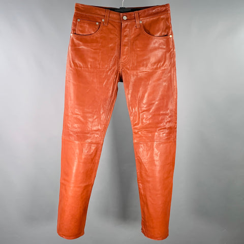 HELMUT LANG Size 33 Orange Rust Sheepskin Leather Five Pockets Casual Pants