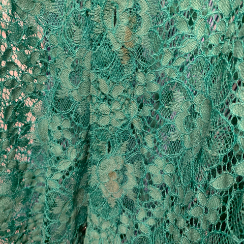 GUCCI Size M Green Lace Polyamide Blend Button Up Long Sleeve Shirt