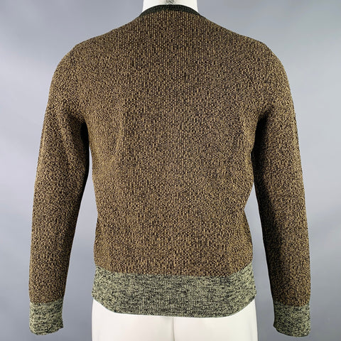 VALENTINO Size S Olive Black Knit Viscose Blend Contrast Trim Crew Neck Sweater