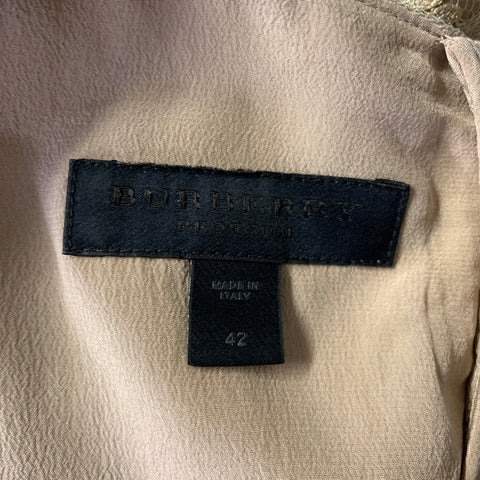 BURBERRY Size 6 Tan Taupe Rayon Viscose Lace Dress Top