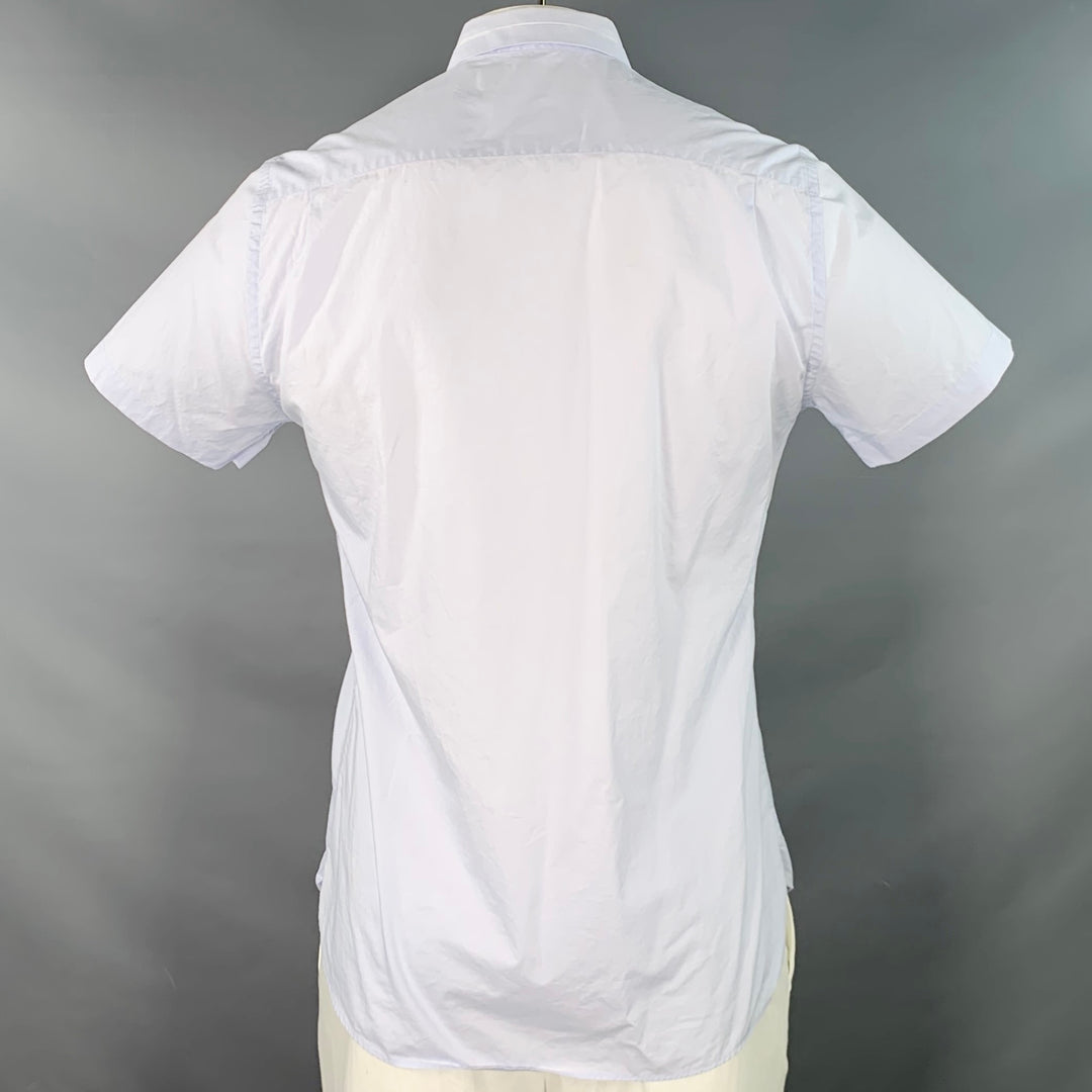 THE KOOPLES Size L Blue Hidden Buttons Fitted Short Sleeve Shirt