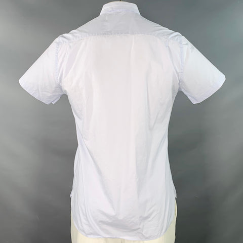 THE KOOPLES Size L Blue Hidden Buttons Fitted Short Sleeve Shirt