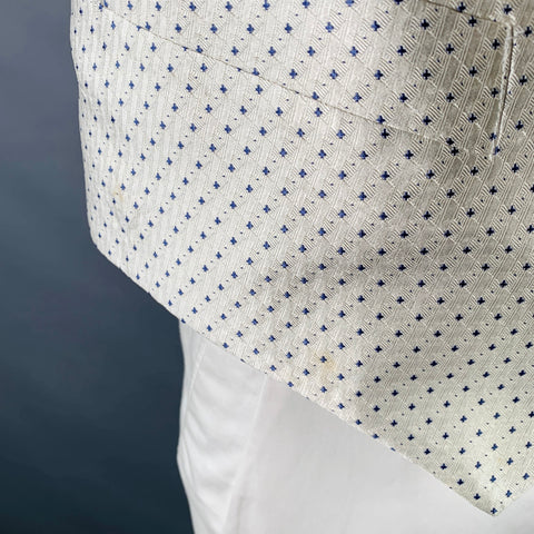 FAVOURBROOK Size 46 Beige Navy Dots Silk Classic Notch Lapel Vest