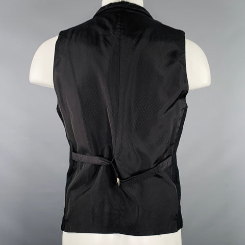 ROBERT GELLER Size M Black Shawl Collar Wool Blend Vest