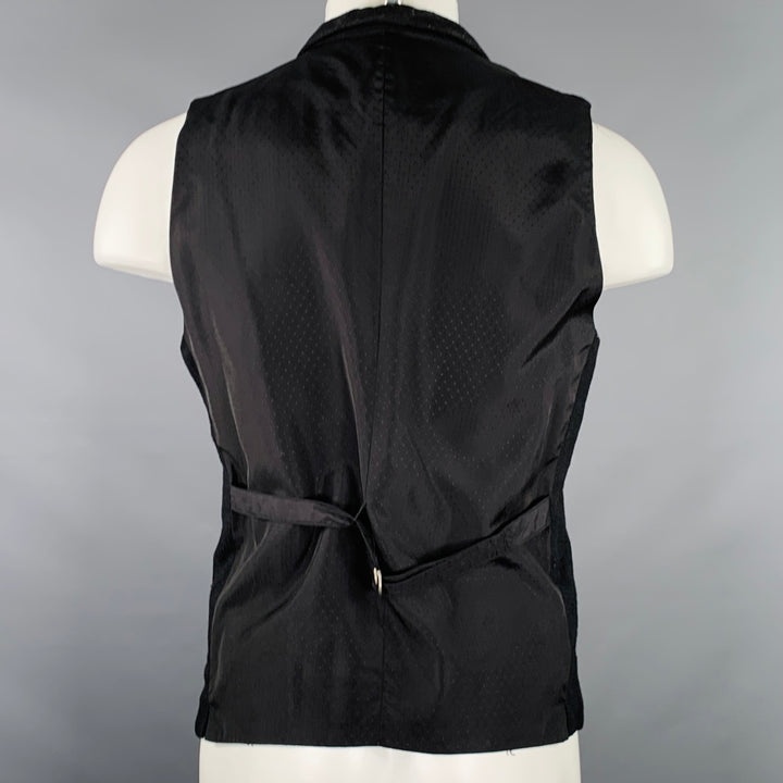 ROBERT GELLER Size M Black Shawl Collar Wool Blend Vest