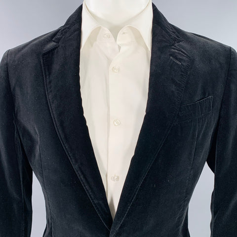 ARMANI COLLEZIONI Taille 38 Coupe Classique Veste Sport en Velours de Coton Noir