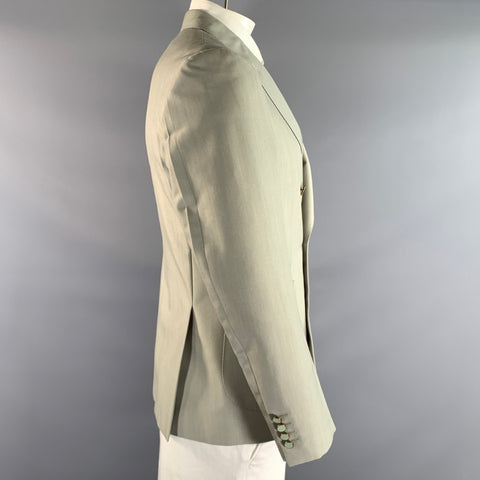 LOUIS VUITTON Chest Size 38 Green Wool & Polyester Peak Lapel Sport Coat