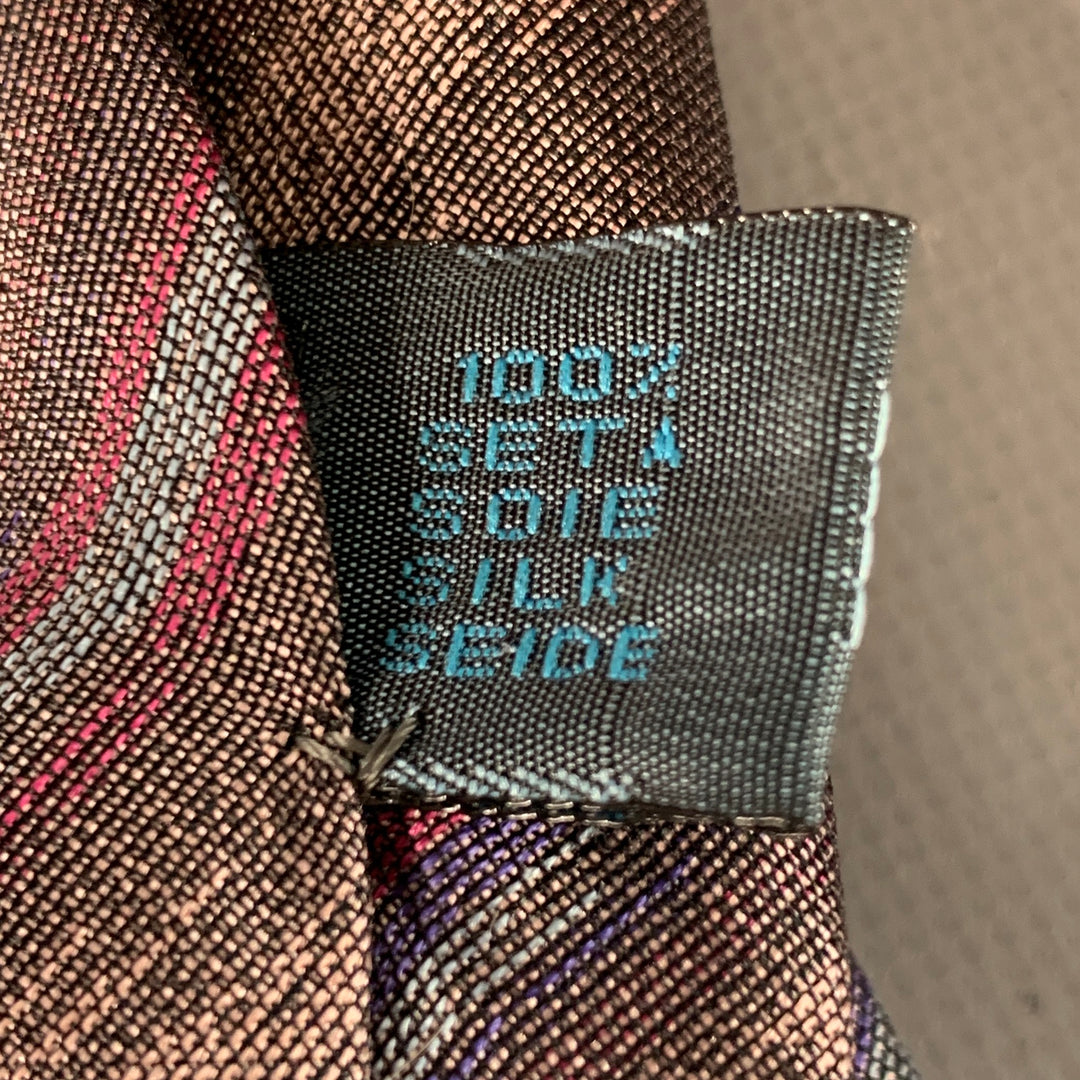 FENDI One Size Purple Taupe Diagonal Stripe Silk Tie