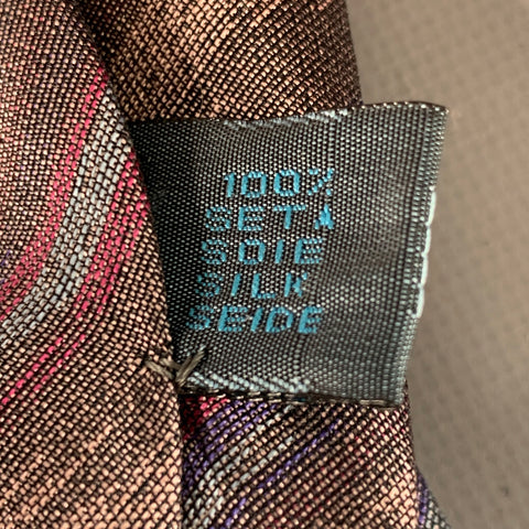 FENDI One Size Purple Taupe Diagonal Stripe Silk Tie