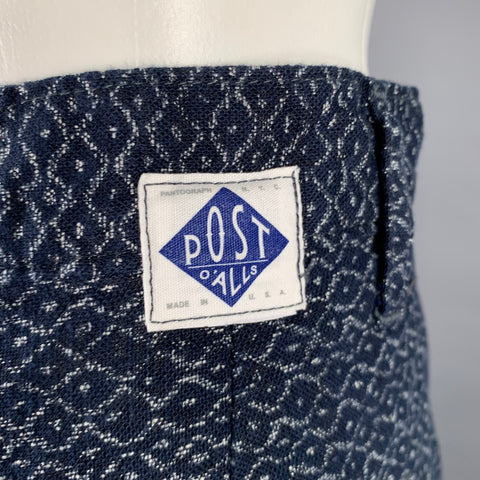 POST O'ALLS Size M Navy White Diamond Zip Fly Shorts