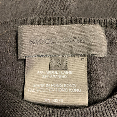 NICOLE FARHI Taille S Pull col rond en maille de laine mélangée noir