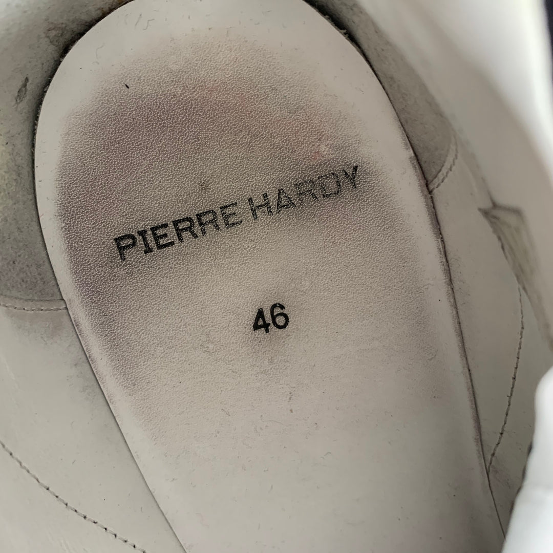 PIERRE HARDY Size 13 Black White Orange Mesh Canvas Runner Sneakers