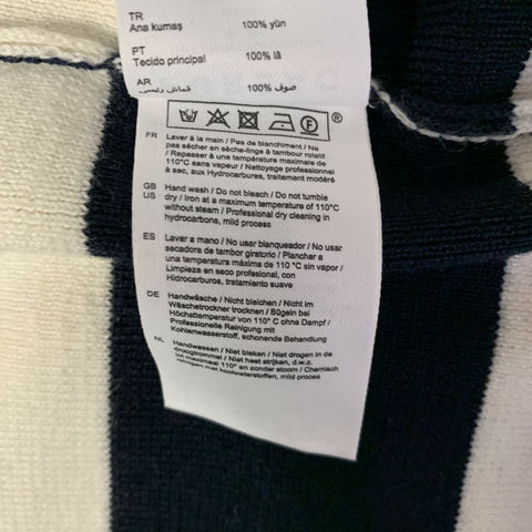 FURSAC Size XL Navy White Stripe Wool Crew-Neck Sweater