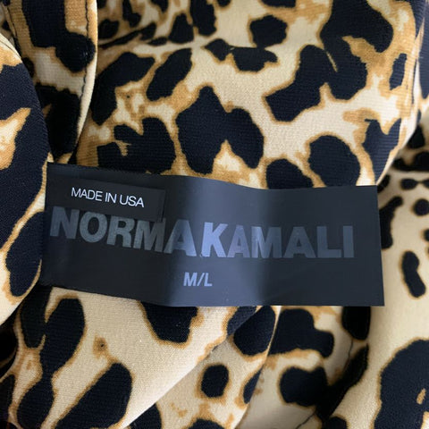 NORMA KAMALI Size M L Tan Black Polyester Spandex Hooded Jacket Outdoor