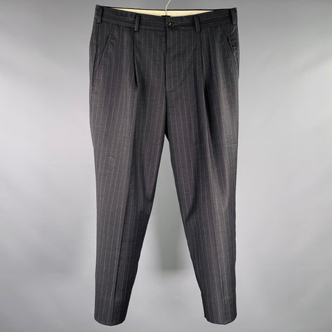 COMME des GARCONS Size XS Grey Charcoal Pinstripe Wool Pleated Dress Pants