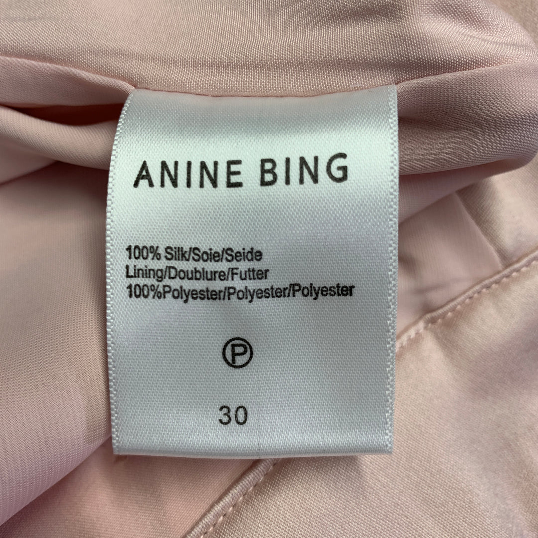 ANINE BING Size XS Pink Silk Peak Lapel Double Breasted Pantsuit