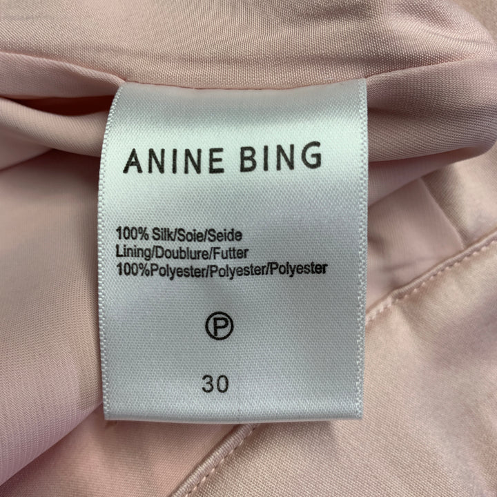 ANINE BING Size XS Pink Silk Peak Lapel Double Breasted Pantsuit