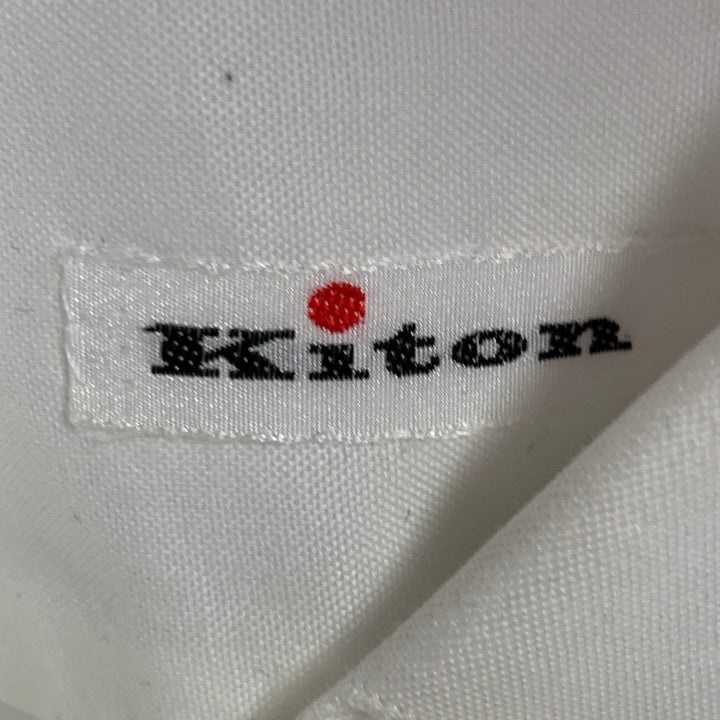 KITON Size S White Pleated Cotton Wingtip French Cuff Tuxedo Long Sleeve Shirt