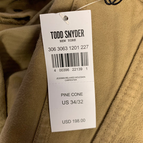 TODD SNYDER Size 34 Beige Cotton Button Fly Jeans