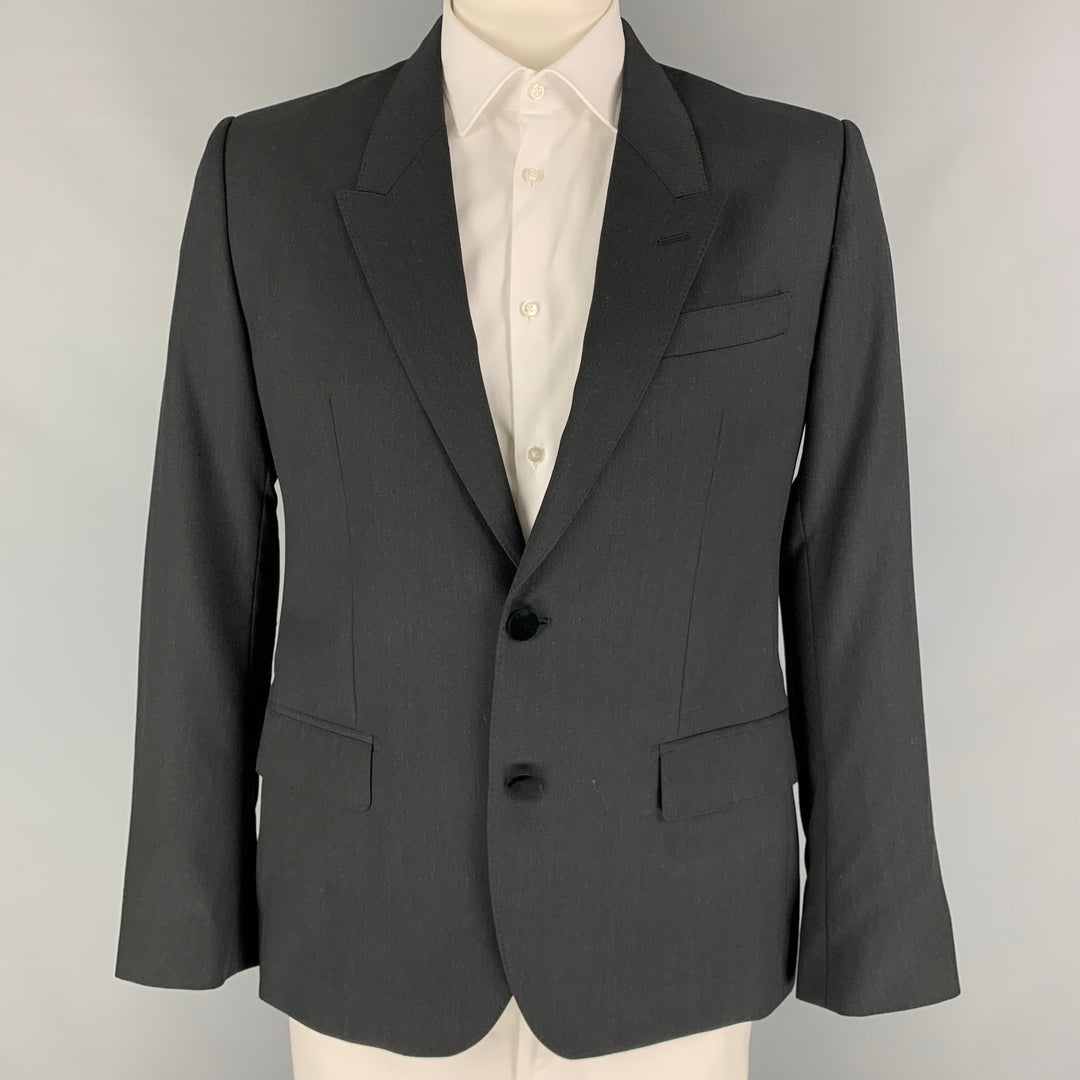 DOLCE & GABBANA Size 42 Grey Charcoal Wool Peak Lapel Sport Coat