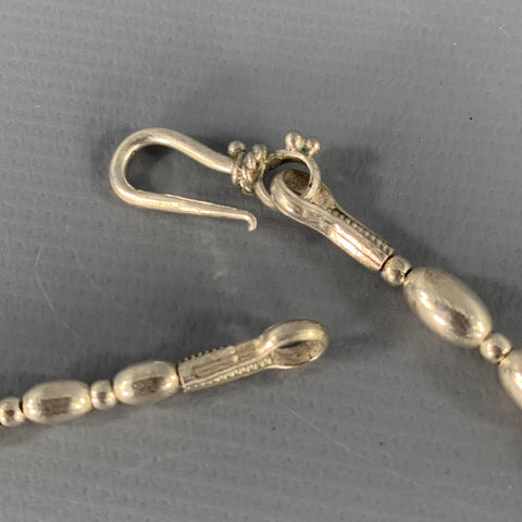 VINTAGE Silver Blue Gold Beaded Metal Hook Eye Closure Necklace