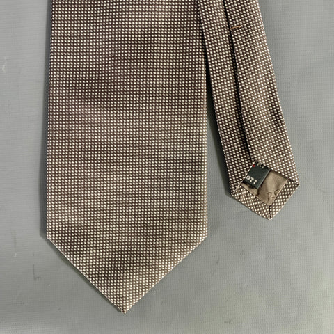 ROBERT TALBOTT Grey White Polka Dot Silk Tie