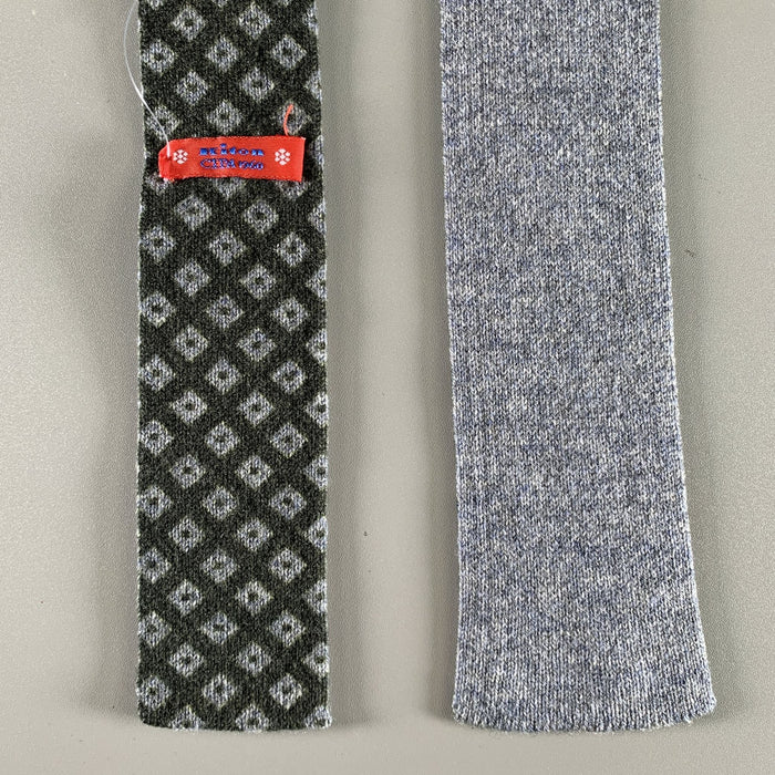 KITON Gray Olive Knitted Wool Blend Tie